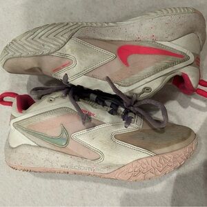 Nike Women’s White Athletic Sneakers with Pink Swoosh